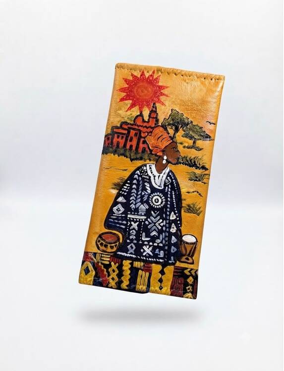 Painted natural leather wallets